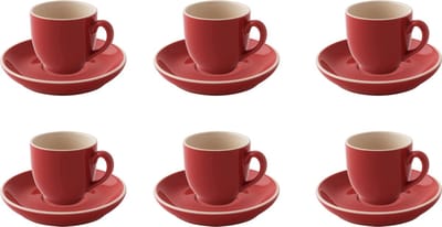 Palmer - Colors - Koffie kop en schotel - 6 stuks - 14 cl - Rood - Porselein - Koffiekopjes