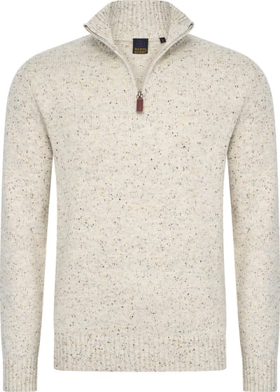 Mario Russo Skipper - Heren Trui - Half Zip - Beige - M