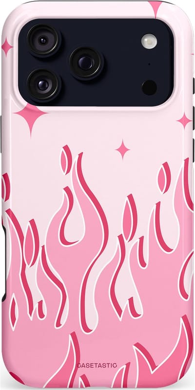 Casetastic hoesje geschikt voor Apple iPhone 17 Pro Max - MagSafe - Dubbellaagse bescherming - Twinkelvuur - Fashion Case - Wit Lichtroze Koraal