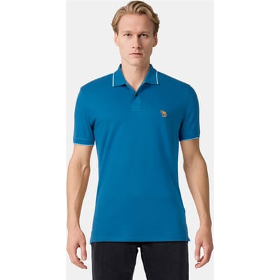Paul Smith Slim Fit Polo Zeb Badge Petrol Green Maat: XS | Poloshirts Outlet | Heren | Blauw