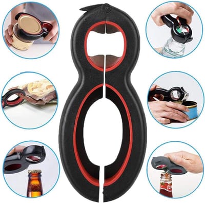 6-in-1 multifunctionele flessoneper Handmatige flessoneper Eenvoudig openen van het deksel Draagbaar deksel Rotatie-open Anti-slip Geschikt voor mensen met een zwakke handkracht