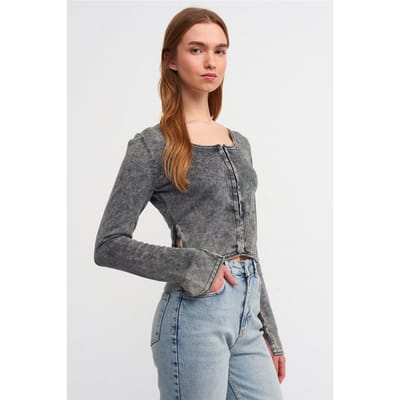 Katoenen Geribbelde Crop Cardigan