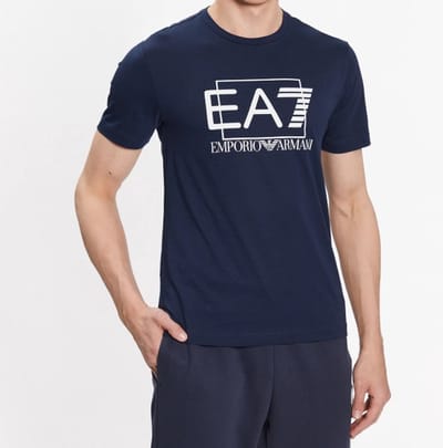 EA7 Emporio Armani Out Of The Box Logo T-Shirt Heren Navy - Maat XL