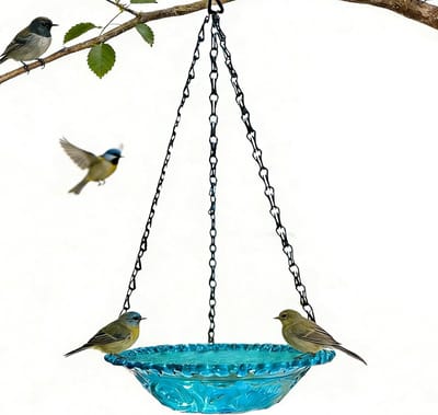 Hangend vogelbad – Vogelvoeder – Vogelbad voor buiten – Kolibrievoeder – Geschikt voor balkons, tuinen en terrassen (blauw)