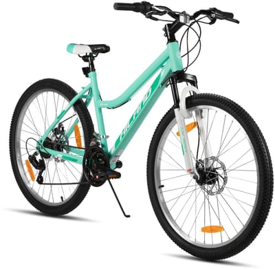 HILAND Gamille Dames Mountainbike 26 inch – Mintgroen MTB met Lage Instap – 18 Versnellingen – Mechanische Schijfremmen