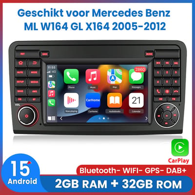 Awesafe Autoradio - Geschikt Voor Mercedes-Benz M/GL-Klasse W164 X164 2005 t/m 2012 - 7 inch IPS Scherm - Draadloos Apple CarPlay & Android Auto - Ram 2GB + Rom 32GB - GPS Navigatie Bluetooth WIFI - Radio Scherm