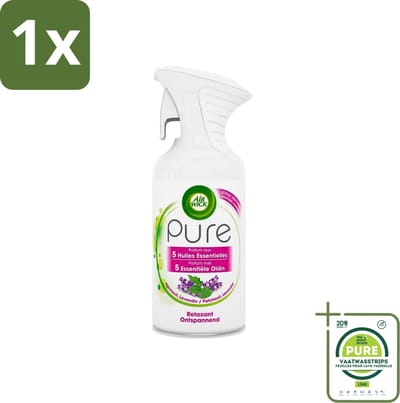 1 x Air Wick Pure - Luchtverfrisser Spray - Essentiële Oliën - Lavendel - 250ml - Luchtverfrisser - Lavendelgeur - Essentiële Oliën - Aromatherapie - Ontspanning
