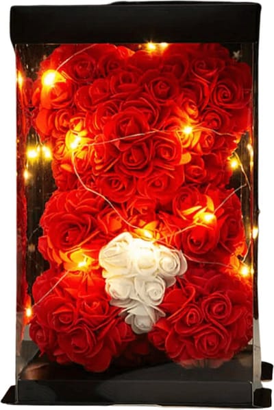Bovista Rozen Beertje - Valentijn Cadeautje Voor Haar & Hem - Rose Bear - Rozen Beer - Teddy - Vrouw - Rood & Wit