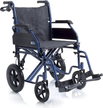 Moretti Opvouwbare transportrolstoel - Comfortabele zitting - Blauw/Zwart