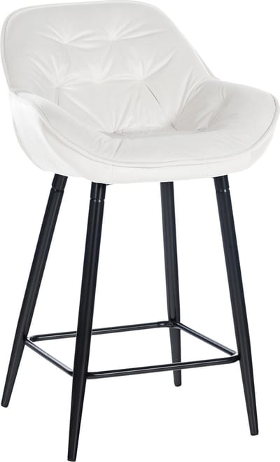 CLP Gibson 76 Barkruk - Met armleuning - Met rugleuning - Fluweel - Velvet - cremewit/zwart