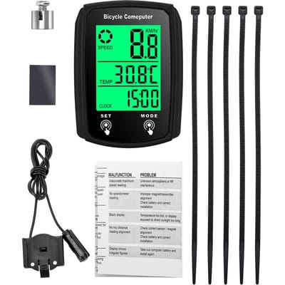 Compteur de vélo filaire LED Compteur de vitesse numérique Compteur kilométrique Écran tactile Ordinateur de vélo étanche noir