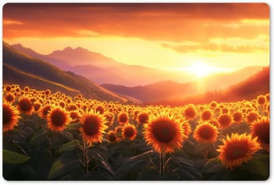 Placemats 45x30 cm - Placemat kunststof - 1 stuk - Zonnebloemen - Zonsondergang - Landschap - Borden onderleggers - Decoratie voor op tafel - Keuken tafeldecoratie accessoires - Vinyl onderlegger - Tafelversiering