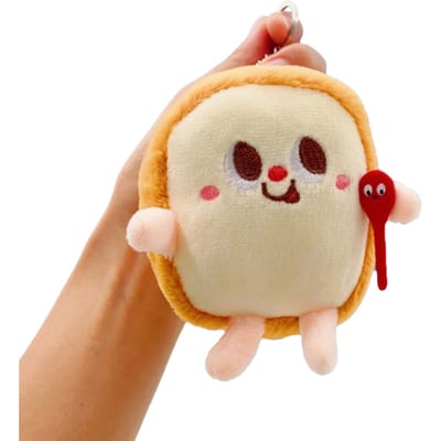 Porte-clés en peluche alimentaire mignon Multifonctionnel Mini Pendentif de dessin animé Poupée Jouet en peluche Porte-clés Toast beige