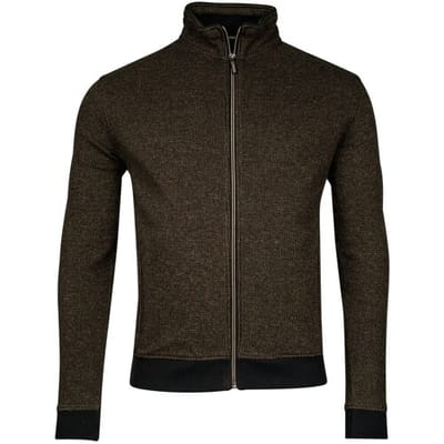 Baileys Vest 2-Tone Jacquard Doubleface Interlock Sweat Cardigan Zip Donker Bruin / male