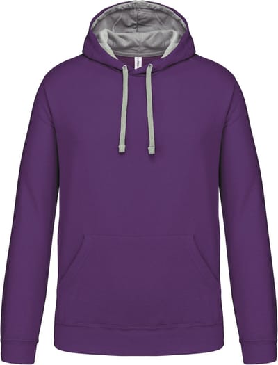 Kariban Hooded sweater met contrasterde capuchon K446 - Purple / Oxford Grey - XS