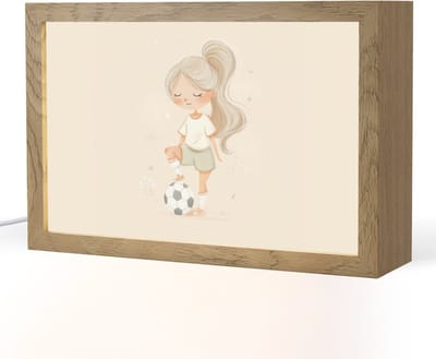 Nachtlampje 30x20 cm - Kinder lampje - Meisje - Voetbal - Beige - Tafellamp kinderkamer - Slaapkamer lamp - Bedlamp kinderen - Kinderlampje stopcontact - Wandlamp babykamer - Nachtlampjes