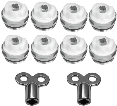 Dailygoods- Verwarmingsontluchtingsventiel 1/2 inch - 8 Stuks - Radiatorontluchtingsventiel - Handmatig Ventiel - Ontluchtingssleutels - Draaibare Kunststof Kop - Radiatorventiel