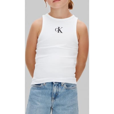 Calvin Klein Girls Ck Logo Tank Top White Taglia: 8 | Camicie Outlet | kids | Bianco