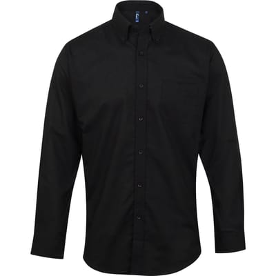 Premier Heren handtekening Oxford Lange Mouwen Werk Shirt (Zwart)