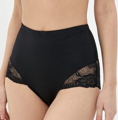 Corrigerende slip - Brigitte - Medium Control - kanten Shapewear tailleslip - Zwart / XS