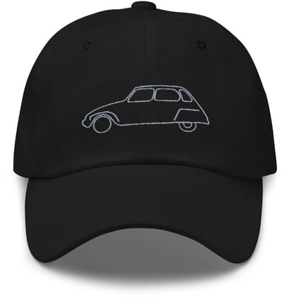 De2pktjes - Geborduurde Citroën Dyane pet lijntekening - Zwart