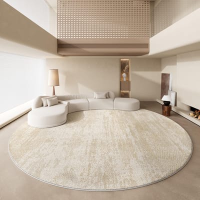 Crème Stijl Vloerkleden voor Slaapkamer Pluizig Zacht Bedside Vloerkleed Licht Luxe Woonkamer Decoratie Rond Tapijt Huis Dik Pluche Vloermat 120*120cm
