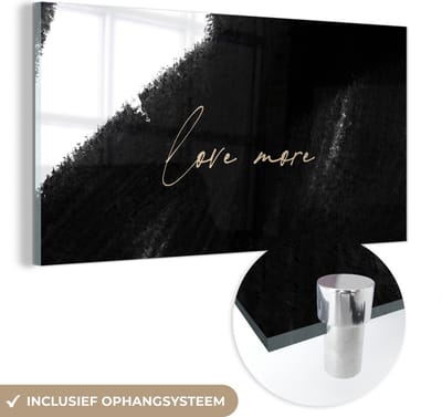 MuchoWow® Glasschilderij 40x20 cm - Schilderij acrylglas - Tekst - Abstract - Love more - Quotes - Foto op glas - Schilderijen