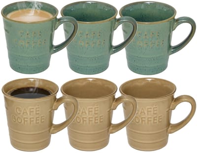Secret de gourmet Koffiemokken - 6x stuks - 200 ml - kleuren gemixt