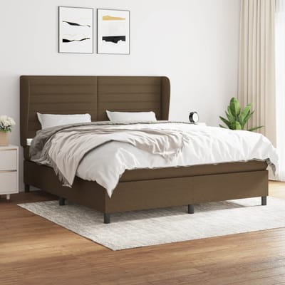 vidaXL - Boxspring - met - matras - stof - donkerbruin - 160x200 - cm