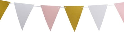 Party verjaardag Vlaggenlijn - glitters - papier - roze/goud/wit - 6 m - 25 punt vlaggetjes