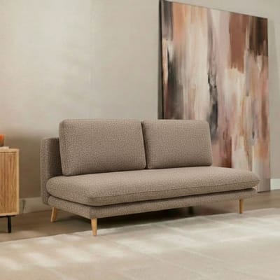 Bronx71® Slaapbank 2 persoons Lauri bruin bouclé mélange - Logeerbed - Vouwbed - Slaapstoel - Zetelbed