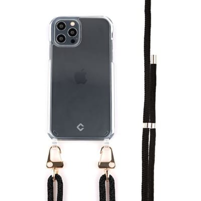 Coverzs Transparant case met zwart koord voor geschikt voor Apple iPhone 11 Pro Max - Telefoonhoesje met koord - Backcover hoesje met koord