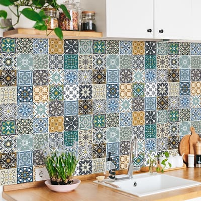Muurstickers - Zelfklevende tegelmuurstickers voor keuken en badkamer - 30 Pantelaria tegelstickers - 30 stickers 20x20cm