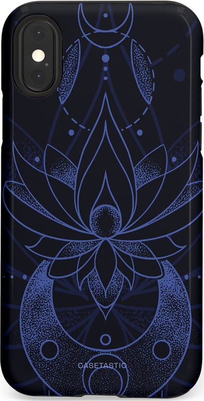 Casetastic Hoesje Geschikt voor Apple iPhone X/Xs - Stijlvolle Beschermende Duo-layer Case - Lotus Nacht