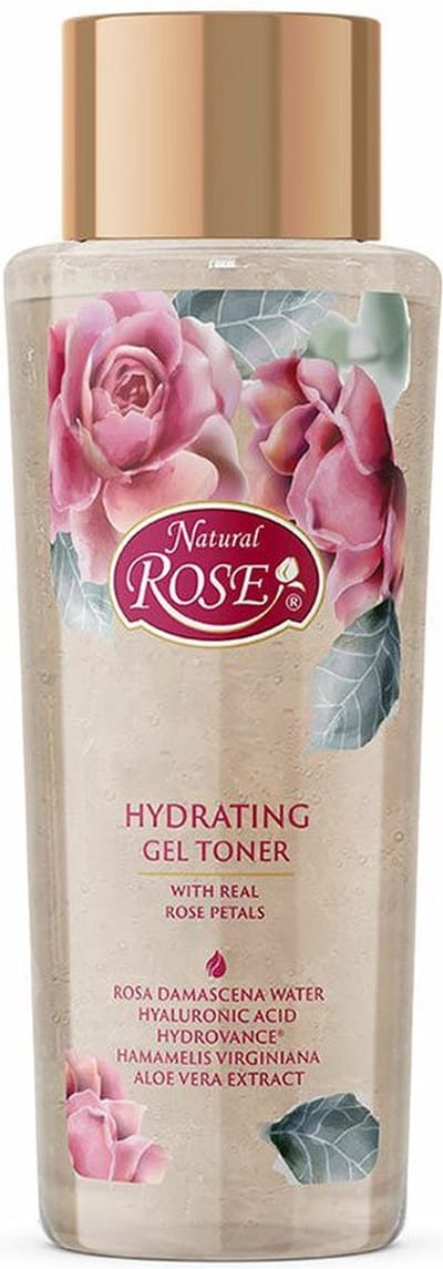 Natuurlijke rozen gel-tonic met Bulgaarse rozenblaadje en rozenwater - verheldert en kalmeer 375ml