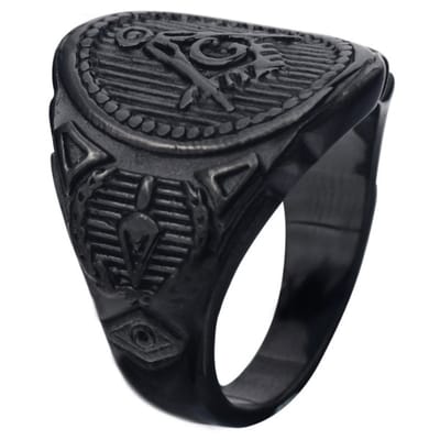 Heren ring Vrijmetselaars Edelstaal Zwart -21.5mm