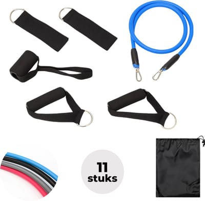 Lomera Multifunctioneel Fitness Set - 11-Delige Expander Set - Verschillende Weerstanden - Fitness Elastiek - Thuisworkouts - Krachttraining - Full Body Workout - Weerstandsbanden Set - Fitness Elastiek - Powerlifting en Thuisworkouts