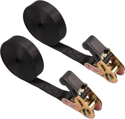 2x Eindeloze Spanbanden Ratel Zwart 6 Meter - Zware Kwaliteit Nylon Vastzetbanden voor Motor & Aanhanger