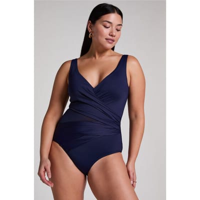 Hunkemöller Dames Badmode Badpak Shaping Shell Mesh - Blauw - maat XS