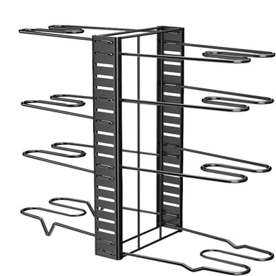 Peysaitr - Pannenrek - Verstelbaar - Pan Organizer - Keukenrek voor Pannen, Deksel & Snijplanken - Metaal - 8 Laags - 45x20,5x40 cm - Zwart - 1 stuk