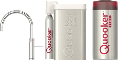 Quooker Fusion round met COMBI+ boiler en CUBE reservoir 5-in-1 kokend water kraan Chroom