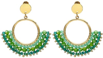 Oorbellen met glaskralen – groen – 5x4,5 cm