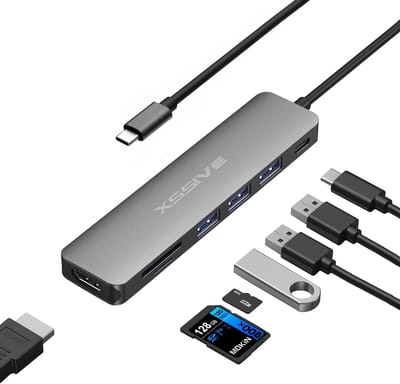 USB C Hub naar HDMI - SD Kaart Lezer - USB 3.0 Splitter met Externe Voeding - 100W USB C Docking Station - Geschikt voor Laptop, Samsung, MacBook Air, Pro, Thunderbolt, Dock Hub Adapter Station