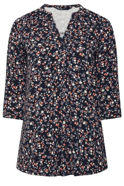 Yours Zwart Shirt Met Bloemenprint Size 42