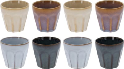 Excellent Houseware Keine luxe gekleurde porseleinen koffiekopjes - set 8x stuks - 90 ml - Espresso bekers