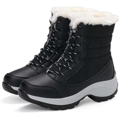 Dames Sneeuwlaarzen Platformlaarzen Dames Veterschoenen Voor Dames Schoenen Mode Dames Platte Schoenen Dames Sneakers Buitenschoeisel 35 zwart