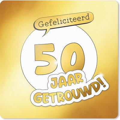 Muismat 20x20 cm - Mousepad Quotes - Goud - Gefeliciteerd 50 jaar getrouwd! - Spreuken - Muismatten