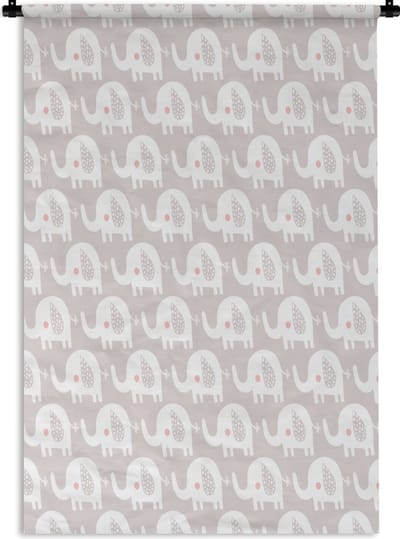 Wandkleed - Wanddoek - Olifant - Design - Stippen - 120x180 cm - Wandtapijt