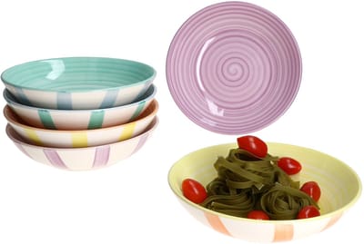 MamboCat 6-delig BEACH PASTELLO STRIPES soepbord voor 6 personen van aardewerk - 24326159