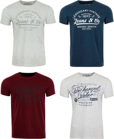 riverso Heren T-Shirt RIVLeon 4 Pack regular fit Veelkleurig L Ronde Hals Volwassenen - gemaakt van 100% katoen